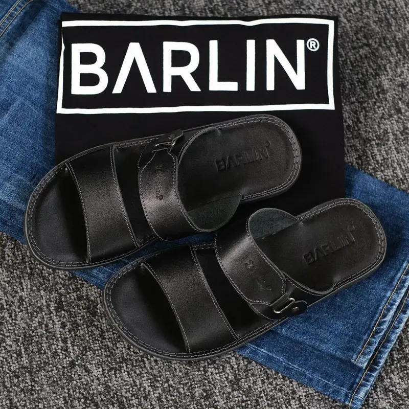 Sandal Slide Pria Kasual Kulit Asli Original - Sandal Selop Pria Laki Cowok Kulit Asli Barlin Original - Sandal Kulit Terbaru Keren Modern Kekinian - 5