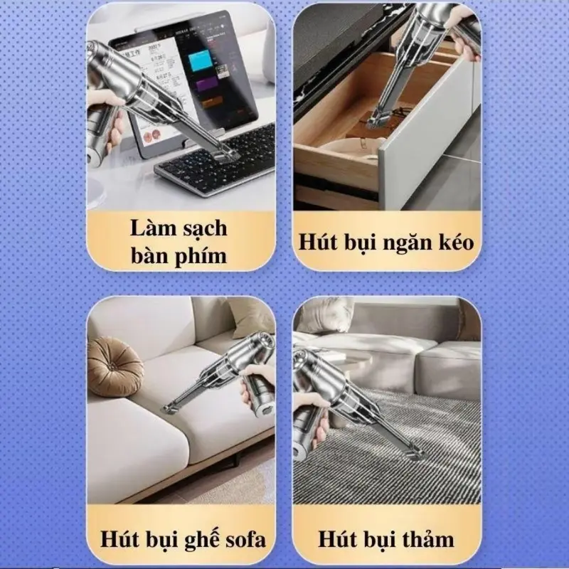 Máy hút bụi cầm tay mini Tamashio 3 trong 1, công suất 120W, tích điện, hút chân không, thổi bụi, làm sạch hiệu quả 2