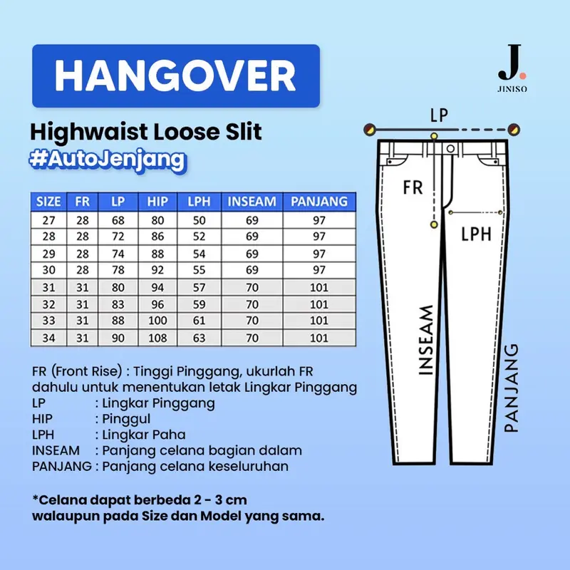 HANGOVER - JINISO Loose Slit Celana Jeans Wanita Highwaist 1