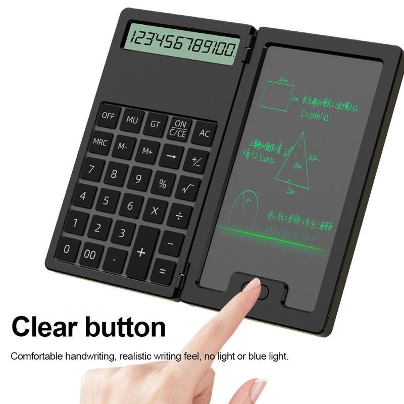 Product Introduction of Portable 12-Digit Scientific Calculators LCD Notepad With Stylus Math Calculator Foldable Writing Pad Accounting Calculator Office 18
