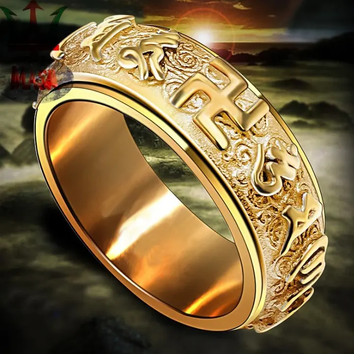 Nhẫn Xoay Khắc Chú Om Mani Padme Hum Titan Không Rỉ TT 1784