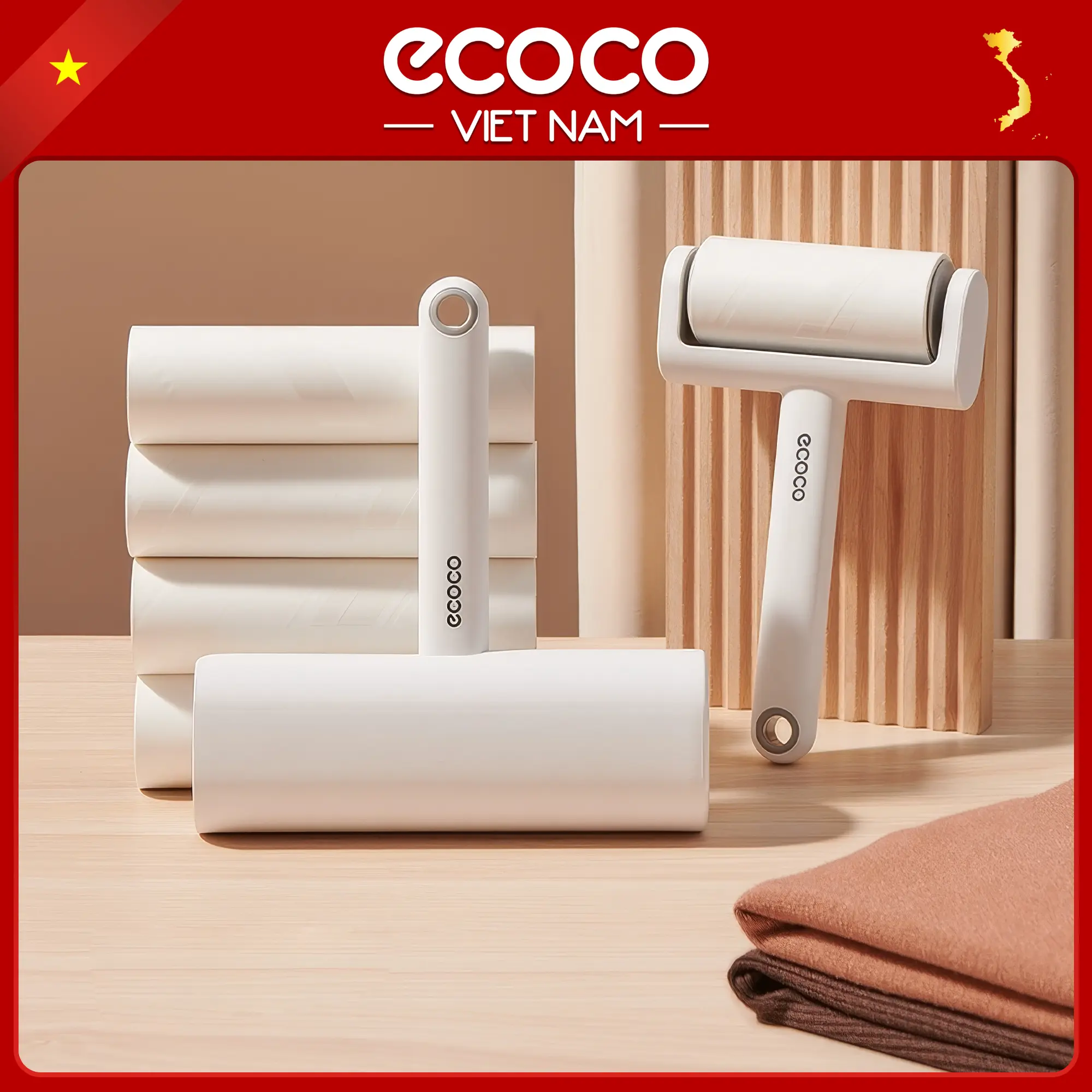 Cây lăn bụi Ecoco siêu dính, loại bỏ xơ vải rời trên bề mặt quần áo, ga giường, sofa, lông chó mèo, tóc