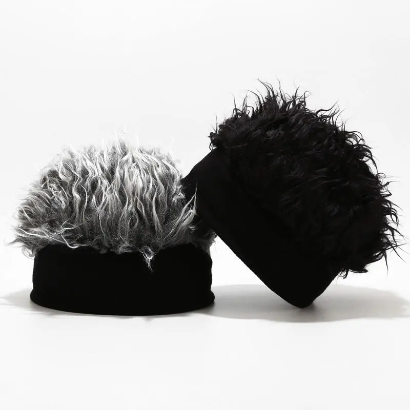 Topi Wig Pria Topi Unik Wig Rambut Cosplay Topi Pria Wanita Rambut Palsu Topi Wig Rambut Korea Pendek Gaya Retro Hip-Hop 6