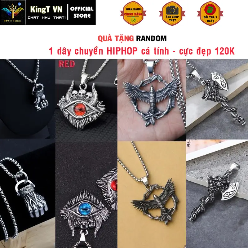 QUÀ TẶNG - 1 bộ mặt chuyền + dây chuyền HIPHOP cá tính cực đẹp 120k khi mua 2 tờ xăm khổ to bất kì tại shop 0