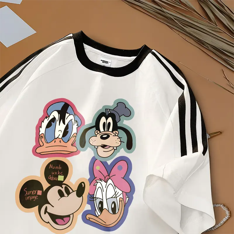 Tshirt Kaos Garis Tiga Oversize | Motif Kartun Mickey Mouse | Distro Style |  Cotton