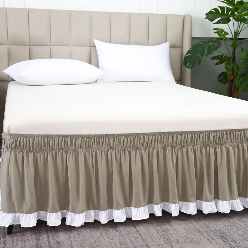 Solid Color Ruffle Trim Bed Skirt, 1 Count Soft Comfortable Bed Skirt, Adjustable Bedding for Home Bedroom & Hotel Decoration 7