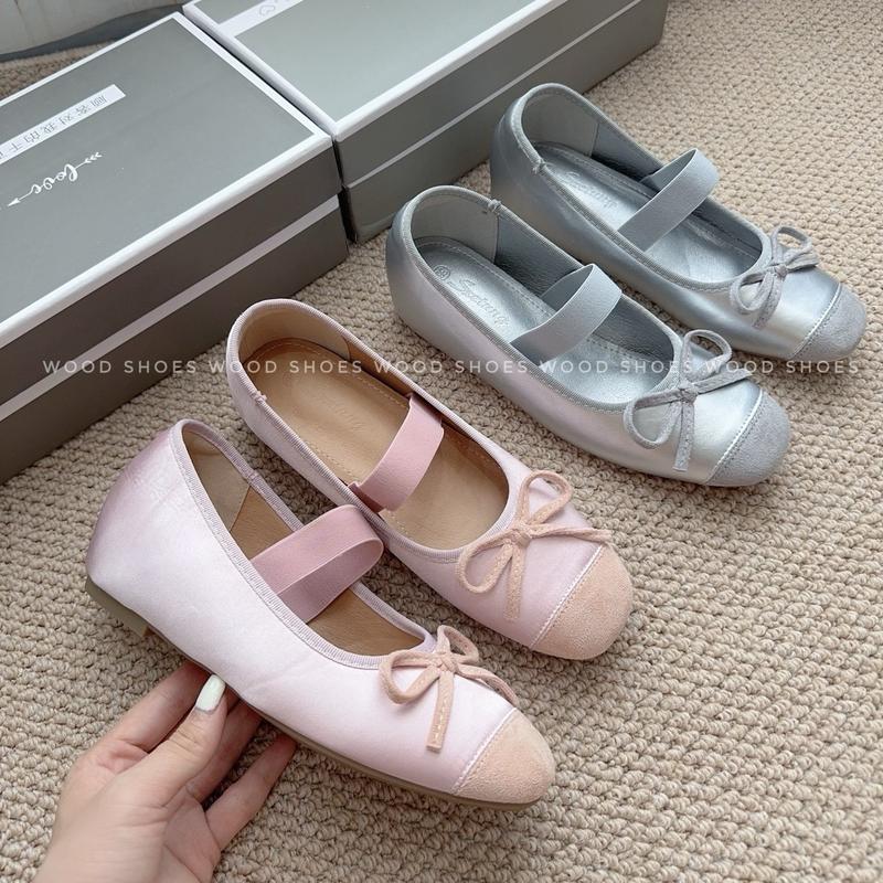 Giày búp bê nơ bản đặc biệt A17-1 độn đế cao 4cm hàng QCCC [Wood Shoes]