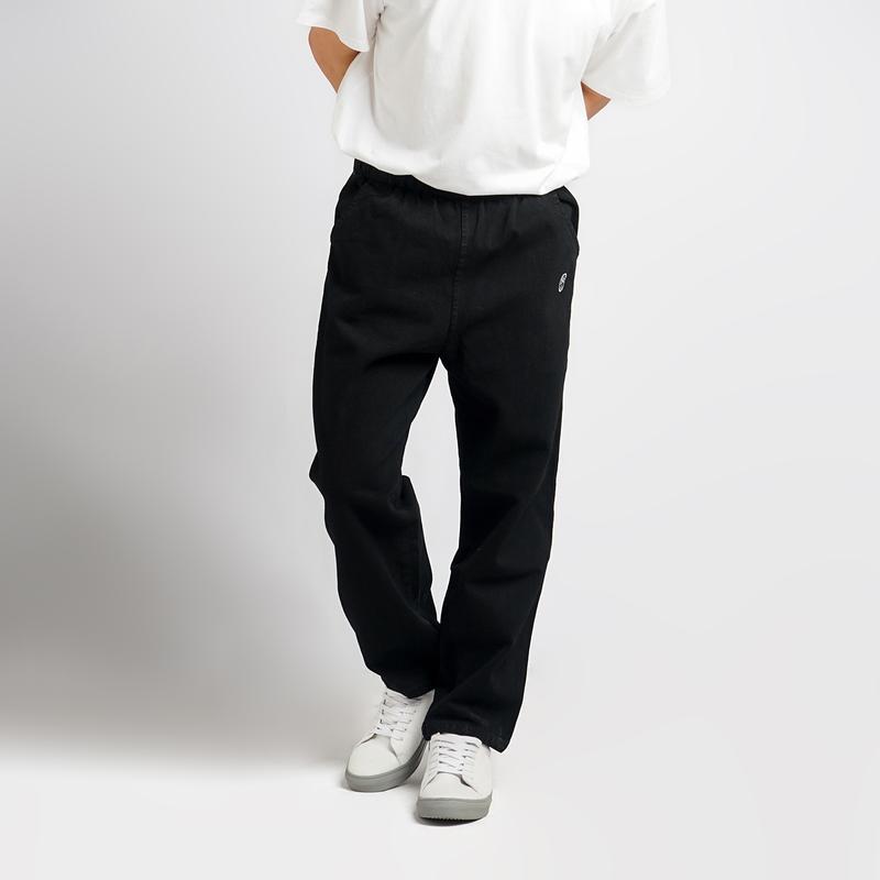 Pluviophile - Relaxed pants celana Baggy relaxed Gombrong Jeans karet Denim Black Stretch Panjang 4