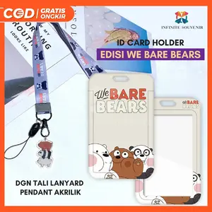 [N003] WE BARE BEARS / Name Tag ID Card Holder Motif Karakter Panda dengan Tali Lanyard Pendant Akrilik / Acrylic