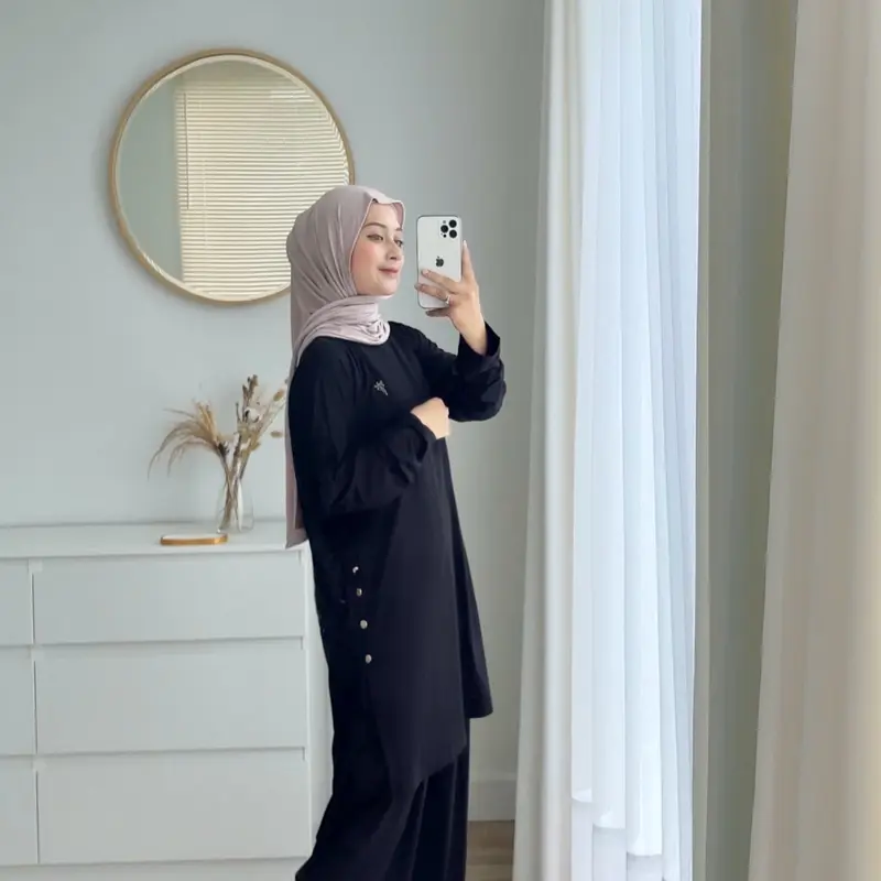 JENNA ONE SET SYARI by enchante • (Setelan Panjang/ Non Busui/ Oversize /Kaos Spandek Rayon) 5