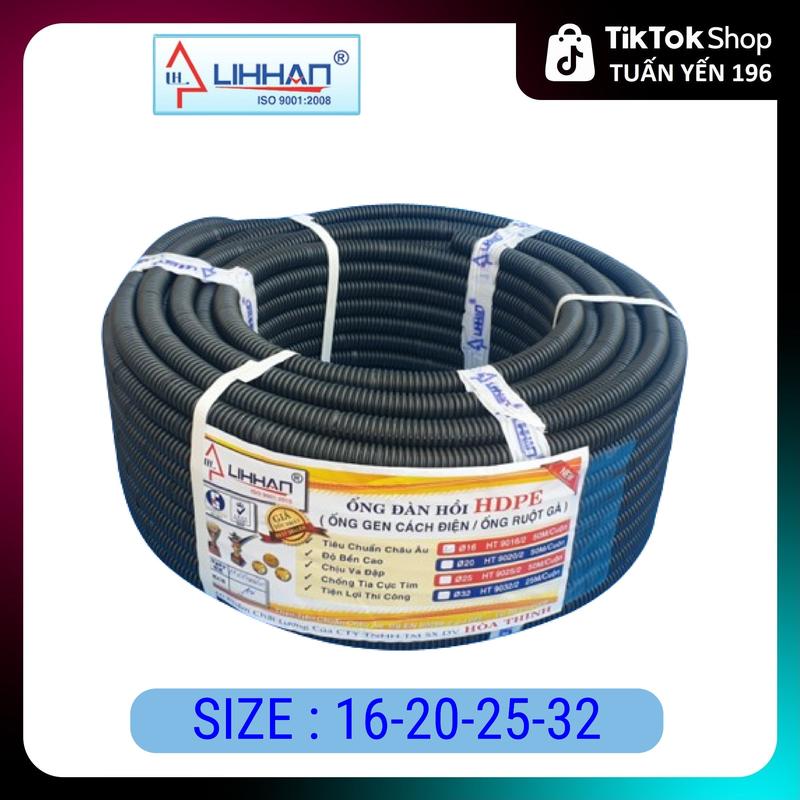 Ống ruột gà phi đen LIHHAN 16 - 20 - 25 - 32 để luồn dây điện, đàn hồi tốt (cuộn 25m,50m) - TUẤN YẾN