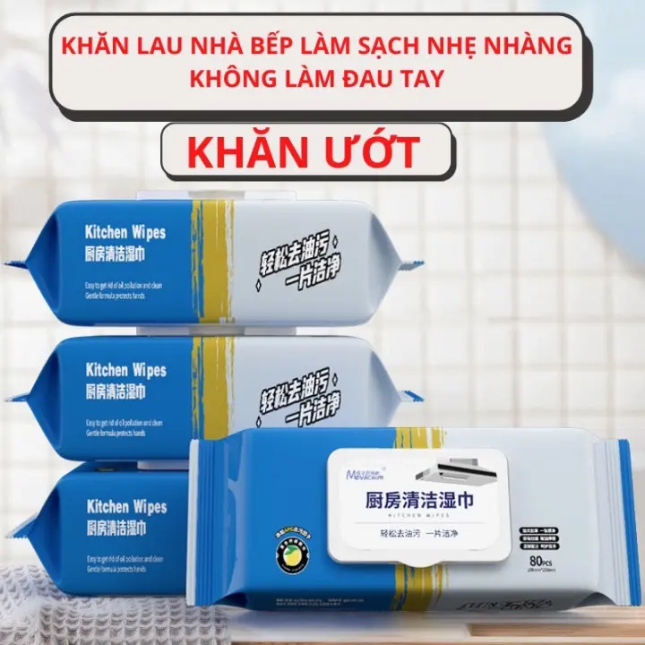 [ HÀNG LOẠI 1 ] COMBO 4 Gói Khăn Ướt Lau Bếp Đa Năng, 1 Gói 80 Khăn Siêu Tiện Lợi. Khăn Ướt Lau Bếp, Bát Đĩa, Cốc Chén, Cọ Rửa Đa Năng, An Toàn Khăn Giấy