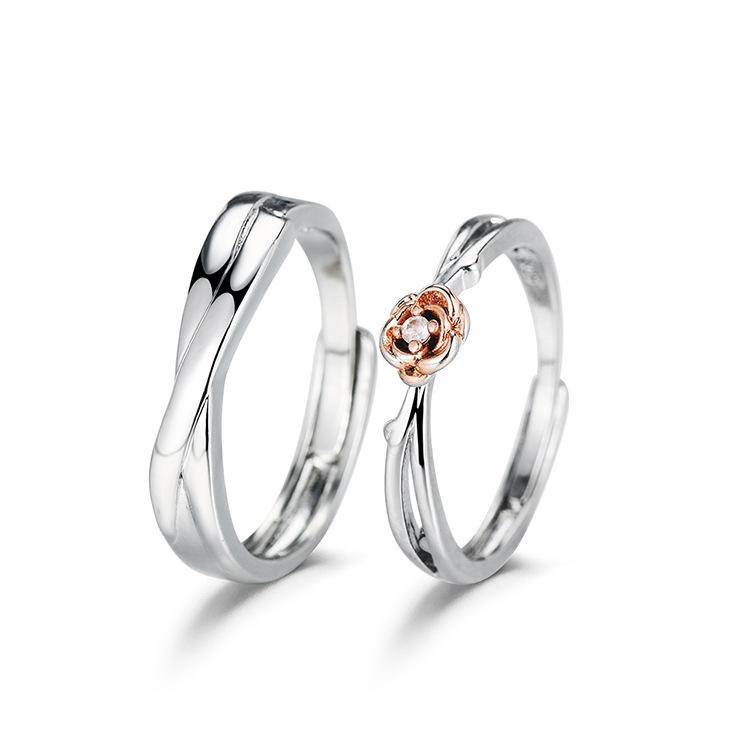 Little Prince and Rose Couple Ring Female Silver Plated Special-Interest Design High Sense Couple Rings Things for Girlfriend 3