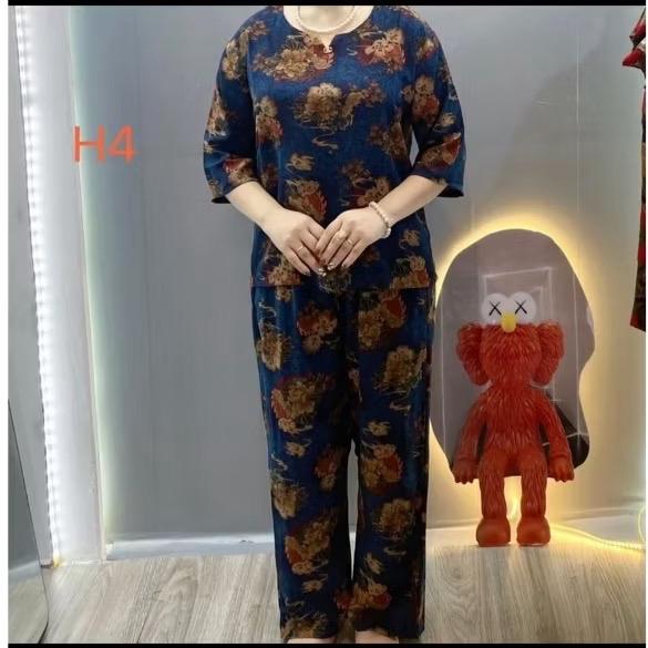 Bộ trung niên tay lỡ quần dài chất cát lụa Hàn châu,bộ đồ trung niên cho nữ