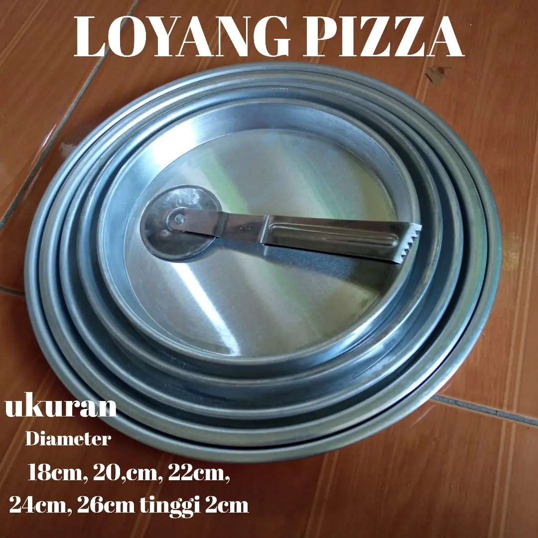 Loyang pizza paket loyang pizza dari ukuran 18,20,22,24,26cm dan pemotong Aluminium
