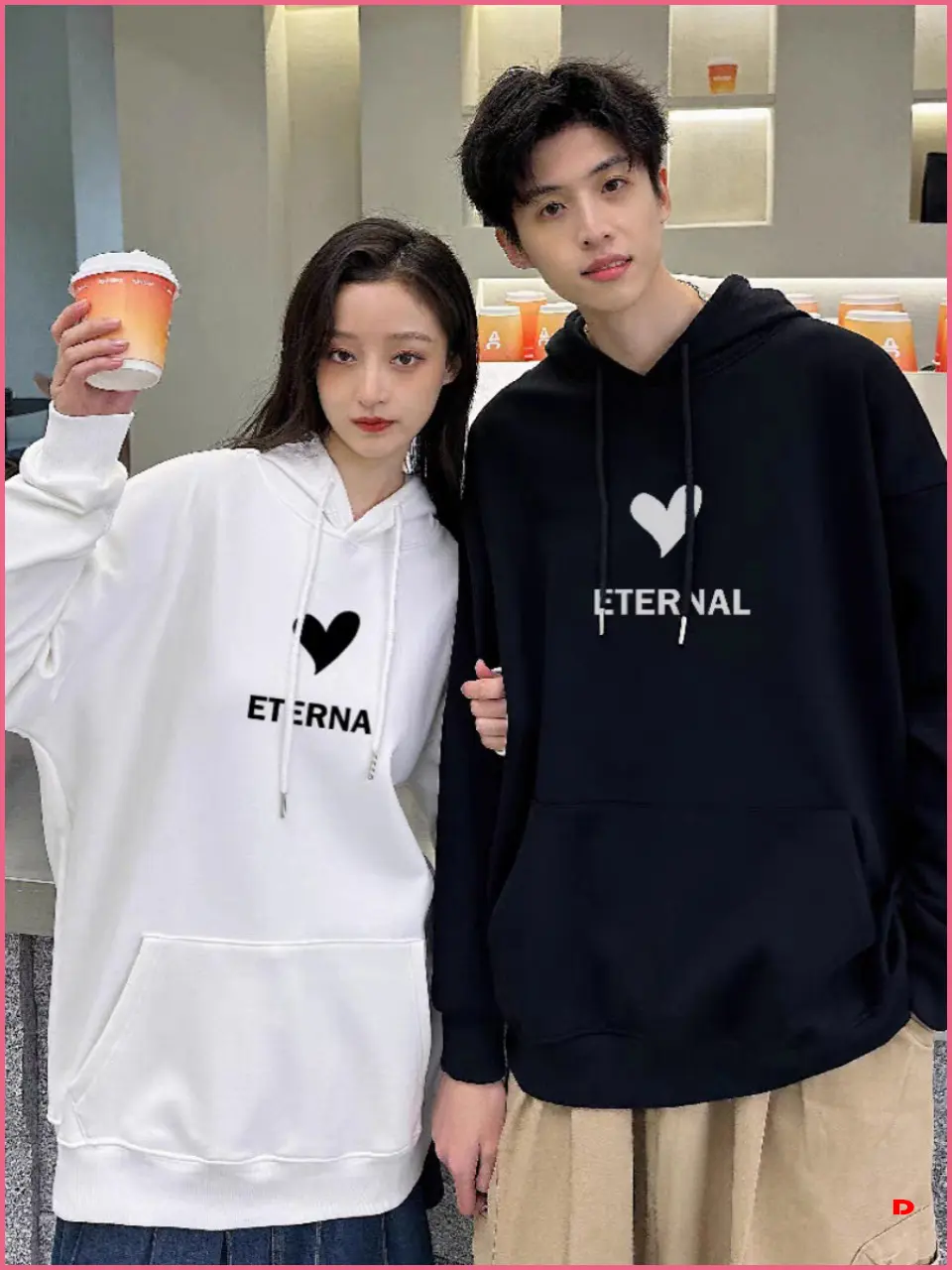 Áo đôi(Giá/01 Áo) HOODIE HEART ETERNAL UNISEX tay dài rộng phong cách Hàn Quốc Nữ Top Voi Women