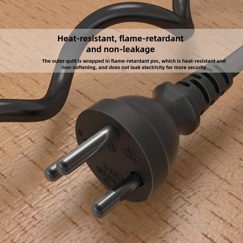 1Pcs three-core three-plug plug, Thai standard TIS certification, plum blossom tail, ac power cord, connecting cable 1.8 meters, suitable for computer mainframes, monitors, projectors and the same street equipment 3