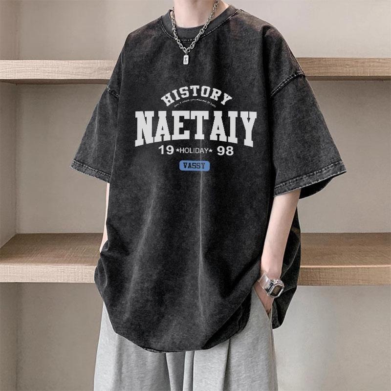 Product Introduction of ANDREA cotton nguyên chất mùa hè 2024 phong cách mới giặt đau khổ đa năng thời trang phong cách Hàn Quốc hợp thời trang rộng rãi cho nam nữ áo thun ngắn tay in hình học sinh cao cấp 13