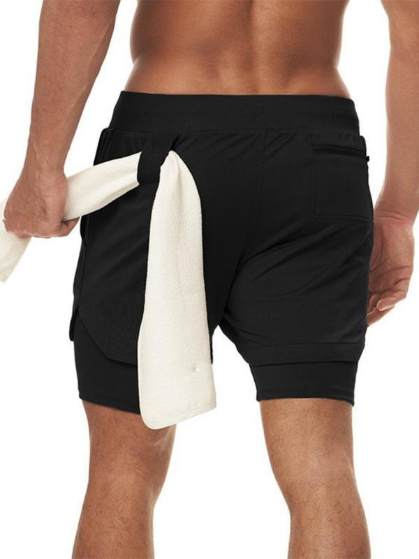 Men's 2 In 1 Spider Print Drawstring Waist Sports Shorts, Casual Regular Fit Pocket Track Shorts for Summer, Gym Shorts, Sport & Outdoor Clothing For Gym Workout Running 1