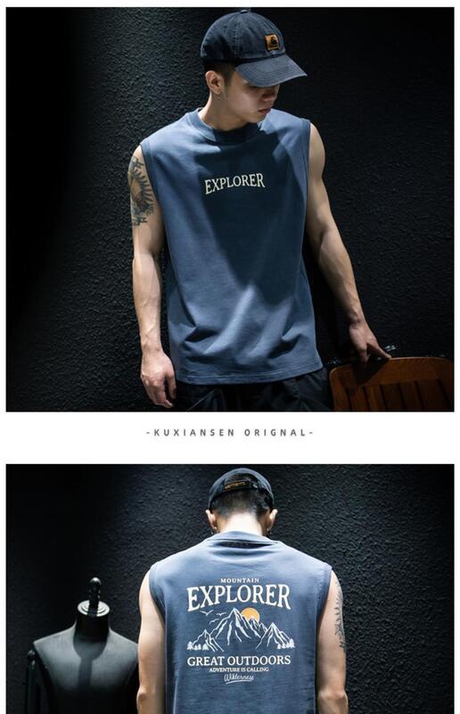 Product Introduction of Summer Sleeveless T-Shirt Vest For Men, Loose And Trendy Brand Ins, Large Size, Camisole, Half Sleeved, American Sports Short Sleeved T-Shirt 28