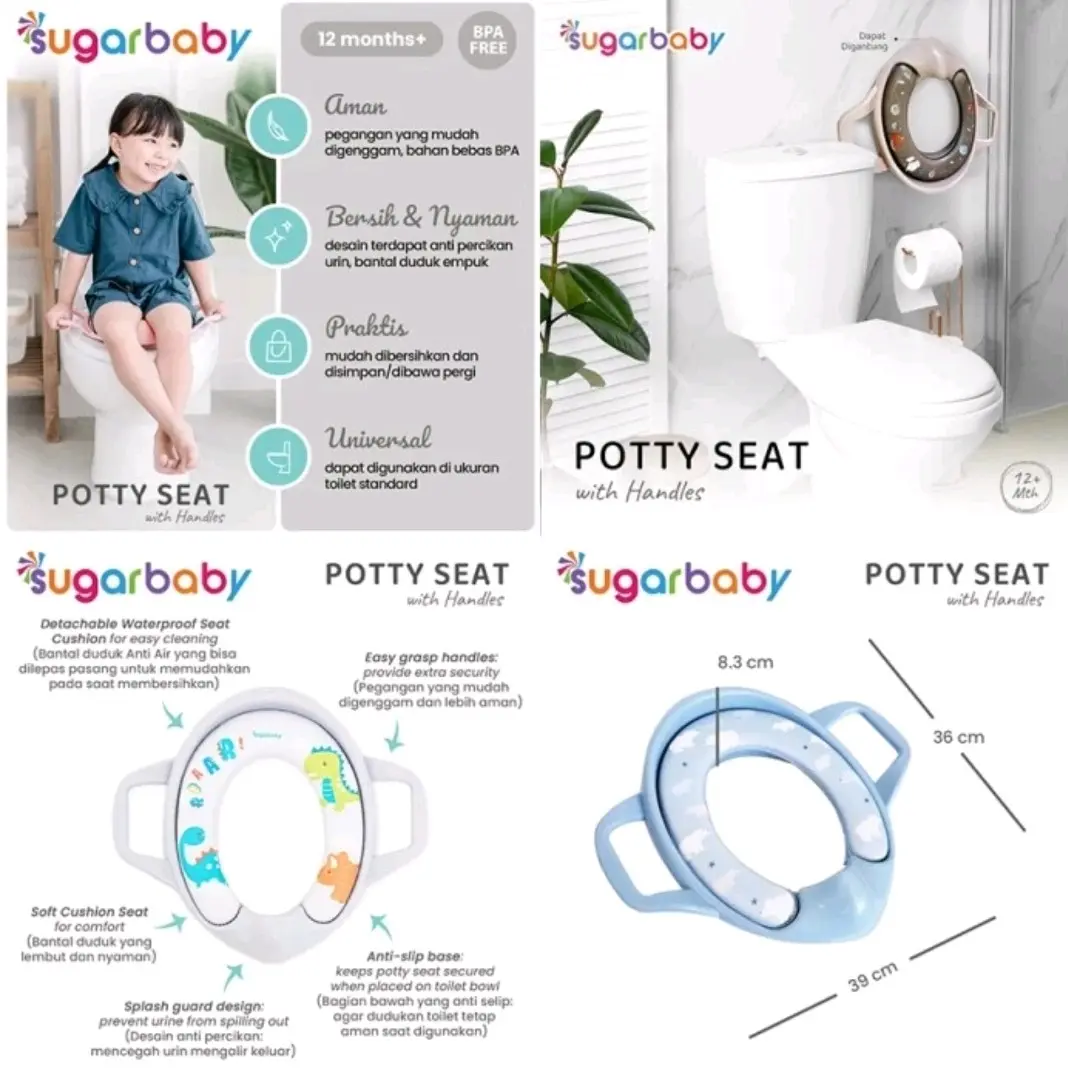 SUGAR BABY POTTY SEAT WITH HANDLES BANTAL DUDUK LEMBUT WATERPROOF Balita Cewek Cowok
