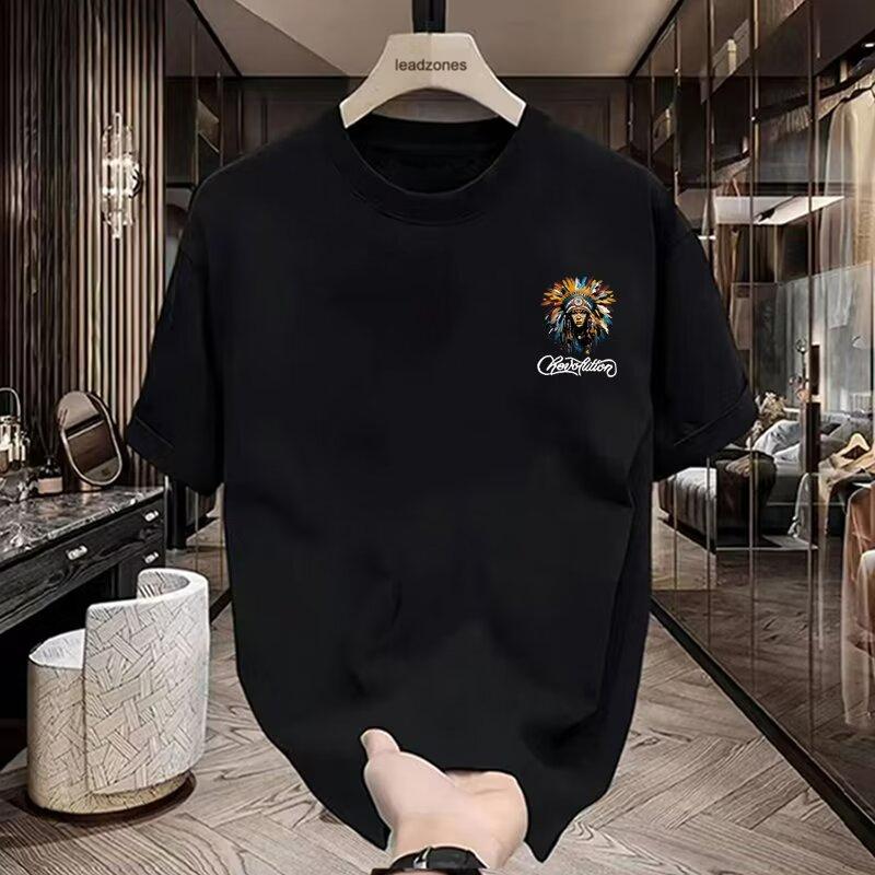Product Introduction of Áo Thun Ngắn Tay, Chất Liệu Cotton Nặng, Dành Cho Trang Phục Mùa Hè Của Nam Giới, Hợp Xu hướng Và Đẹp Trai, Thời Trang, Áo In Đơn Giản Menswear Cổ Tròn 7