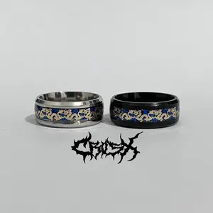 DRAGON RING / CINCIN NAGA MOTIF / CINCIN HITAM SILVER / COUPLE RING CINCIN COUPLE KOREAN STYLE RING CINCIN STYLE KOREA CINCIN AESTHETIC RING CINCIN TITANIUM CINCIN STAINLESS STEEL CINCIN PRIA CINCIN WANITA HIP HOP PUNK RETRO VINTAGE METAL RING