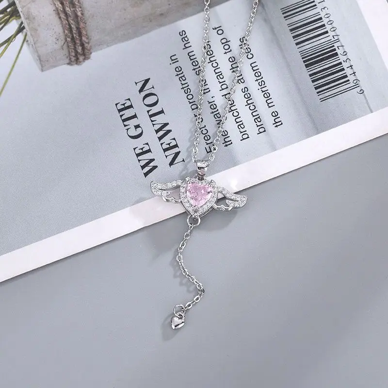 Kalung hati dan sayap/ Kalung liontin sayap/ kalung liontin love