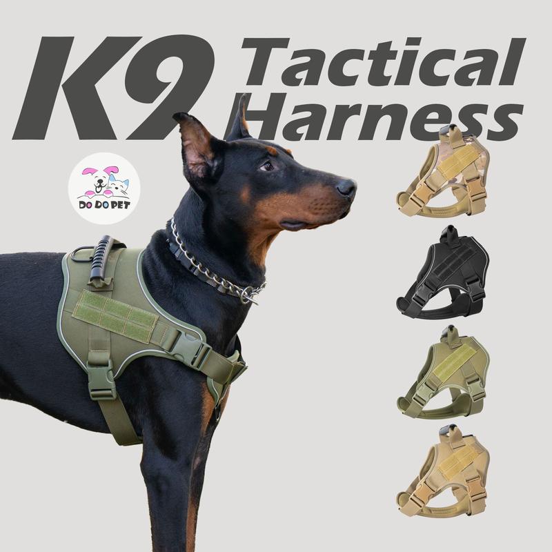 DODO PETRAVEL Dây Đai Nịt Chó Chiến Thuật Nylon Phong Cách Quân Đội Thích Hợp Cho Chó Chăn Cừu Đức K9 Áo Vest Huấn Luyện Thú Cưng Bộ Dây Đai Và Dây Xích Cho Chó Nhỏ Trung Bình Và Lớn