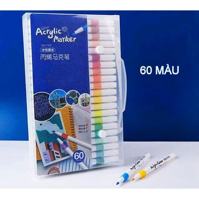  Hộp Màu Acrylic Marker 60 Màu - Hộp Bút Màu Acrylic 60 Chi Tiết Hộp 60 Bút Màu Dạ Vẽ Trên Mọi Chất Liệu 