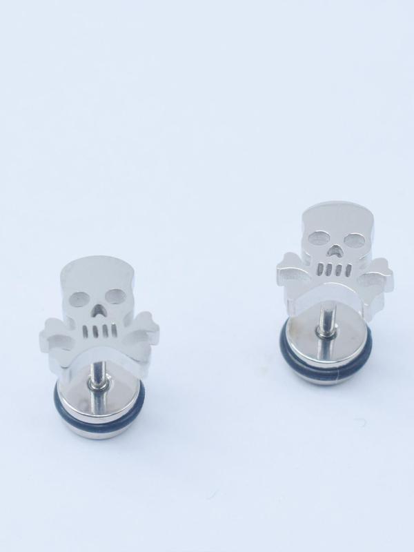 Punk Style Skull Design Earrings, Fashionable Stainless Steel Earrings for Men & Women, Trendy All-match Goth Jewelry for Birthday Gift 5