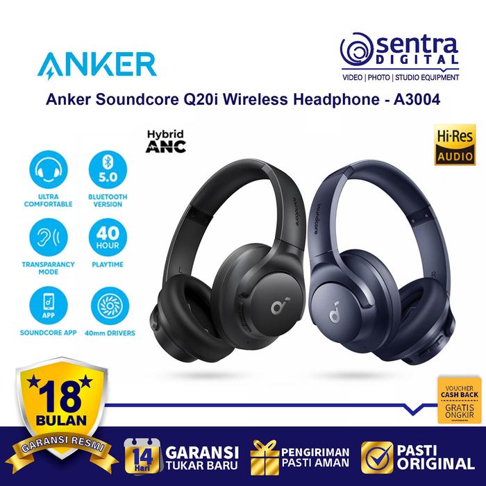 Gambar Anker Soundcore Q20i Wireless Noise Cancelling Headphone Extra Bass dari Sentra Digital Kota Surabaya Tokopedia