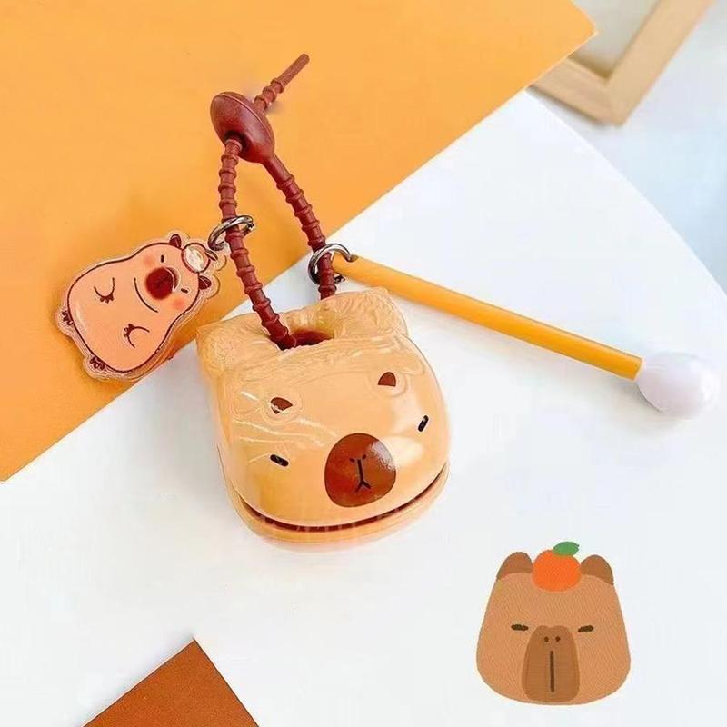 Product Introduction of Capybara Wooden Fish Knocking Decompression Artifact Desktop Ornaments Decorative Capybara Toy Pendant Buddhist Doll Stationery 24