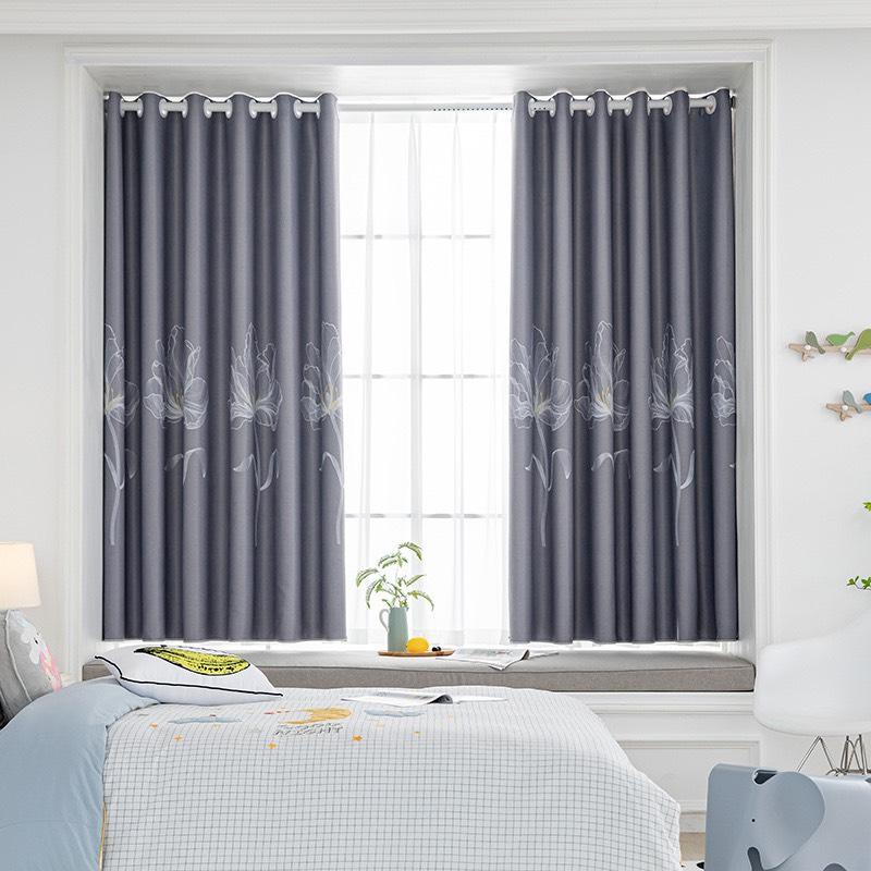 Rèm Khoen Vải Treo Cửa Cao Cấp 2m cao (chống nắng 99%) - HOA LY 2 MÀU RPK209