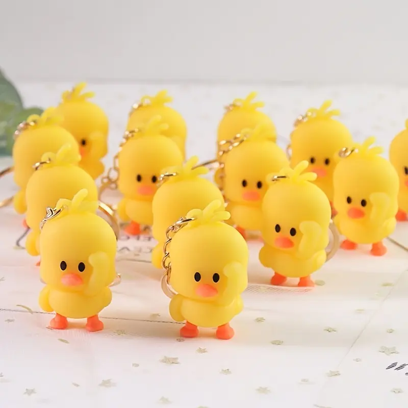 Dancing Yellow Duck Keychain - Creative PVC Doll Charm for Phones & Party Favors 3