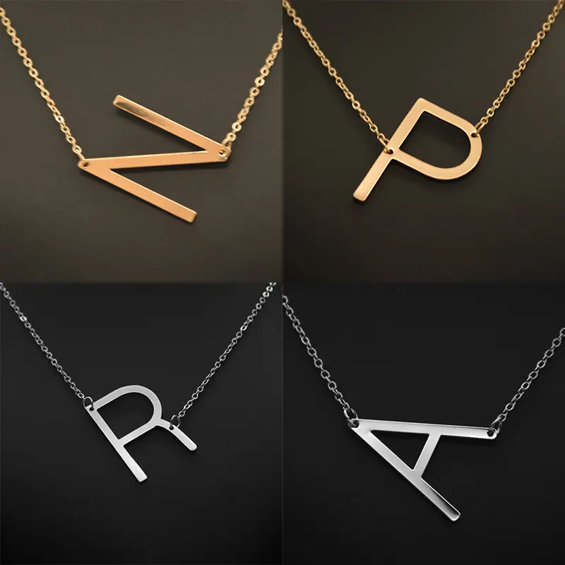 Factory Direct Supply European and American Personalized Letter Necklace Female 26 English Letters Amazon Wholesale Ornament