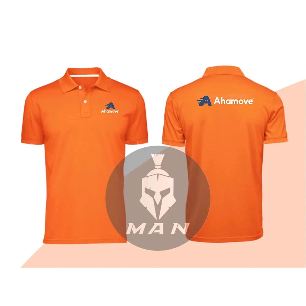 Áo đồng phục giao hàng Ahamove hàng dày dặn - đồng phục hàng thái Nam Menswear Có Cổ Cộc Tay Ngắn Tay Shirt