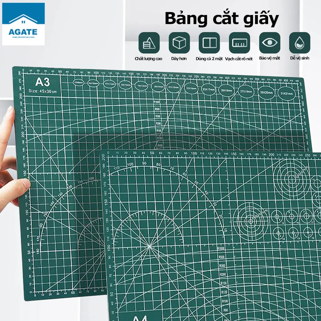 Bảng cutting mat khổ A2/ Bảng kê cắt tự liền, bảng kê thủ công, Có sẵn ở cả hai bên, Cắt lặp lại, Có thể giặt toàn thân.