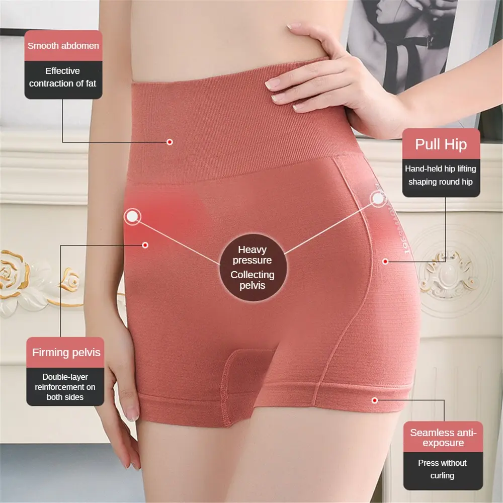 Seamless Breathable Shaping Panties Abdominal Shaping High Waist Yoga Sports Safety Briefs High Elasticity Women's Pants