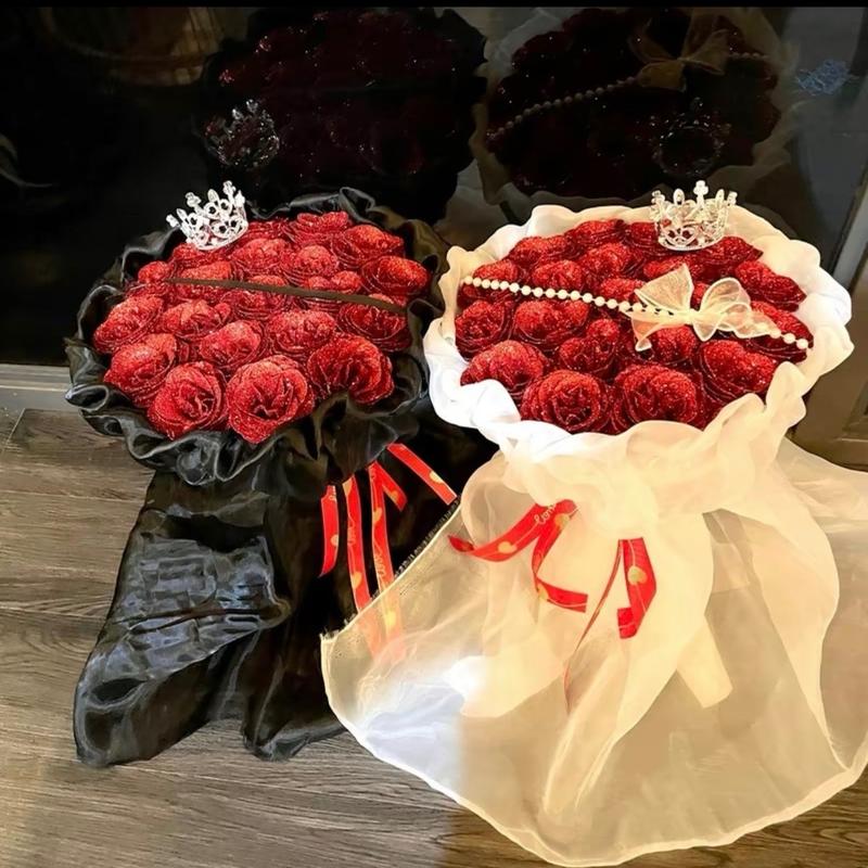 bó hoa vải voan công chúa tròn loại 20 bông tặng 20/10 . sinh nhật - 8/3 Decor Decor Phòng Trang Trí Trang Trí Nhà