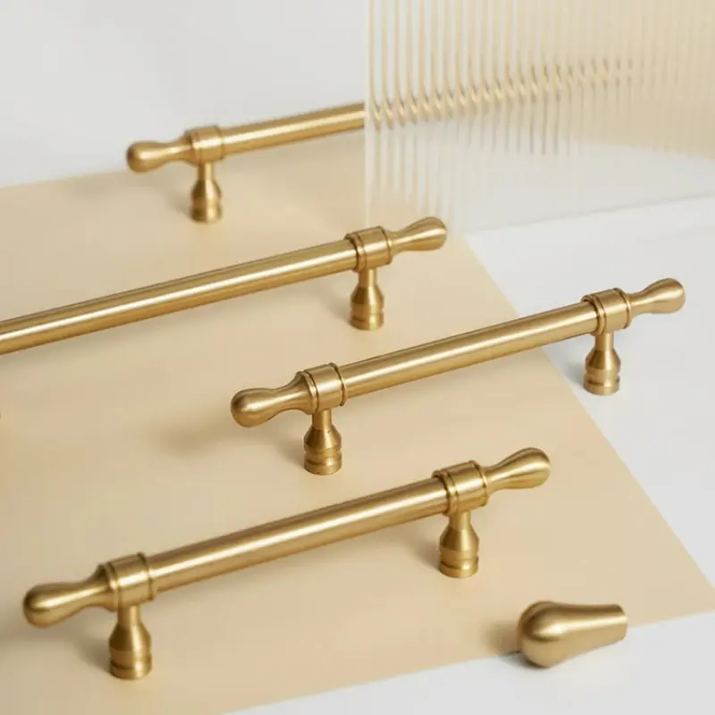 Satin Brass Cabinet Door Handles and Knobs Antique Drawer Pulls Vintage Kitchen Cupboard Handle Wardrobe Hardware French Style