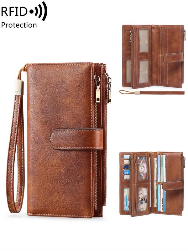 ★TOUT Y EST★ Stephanie Zipper Long Wallet RXACX24120BED Women's Solid Color Long Wallet, Fashionable PU Leather