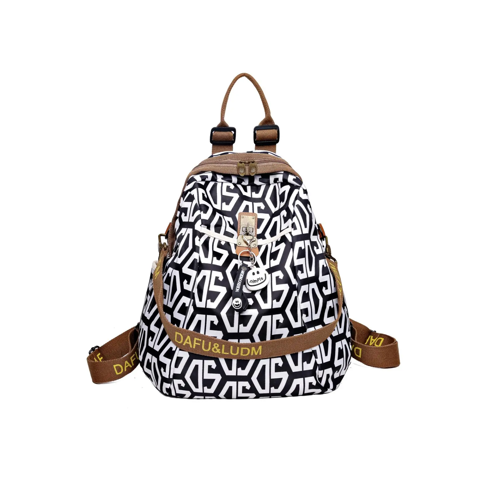Backpack, Student Schoolbag, Outdoor Bag Wholesale Schoolbag New Fashion Geometry Pattern Oxford Cloth Backpack Female Leisure Commute Backpack Short Trip Bag