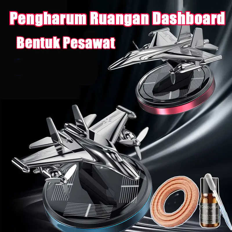 Pajangan Parfum Mobil Solar/Dashboard Parfum Mobil/Solar Tempur Model Pesawat/Berputar Pengharum Ruangan/Pengharum Ruangan Dashboard/Mobil Diffuser Parfum Dekorasi/Paduan Aluminium Mobil Aromaterapi Car Gold