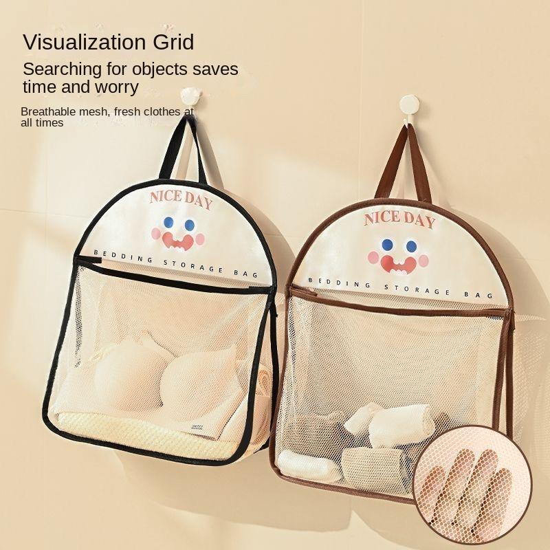 Product Introduction of Underwear Socks Storage Hanging Bag Dormitory Multi-layer Wardrobe Magic Underwear Wall Hanging Organizer Mesh Bag Storage Bag 3