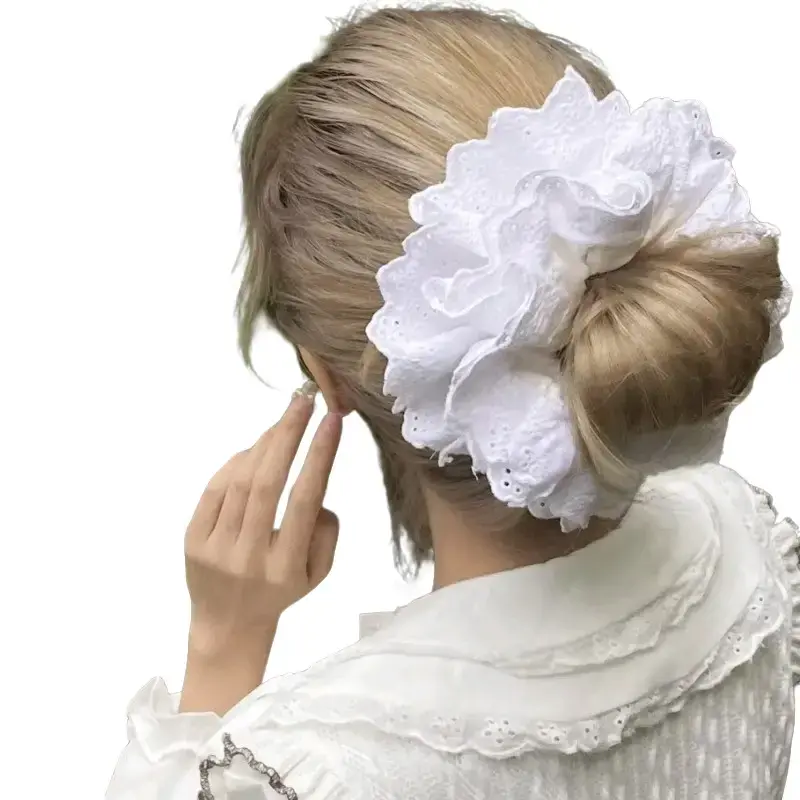 Mall Bốn Lớp Ren Trắng Ren Scrunchie Pháp Lãng Mạn Tóc Đa Năng Gothic Scrunchie