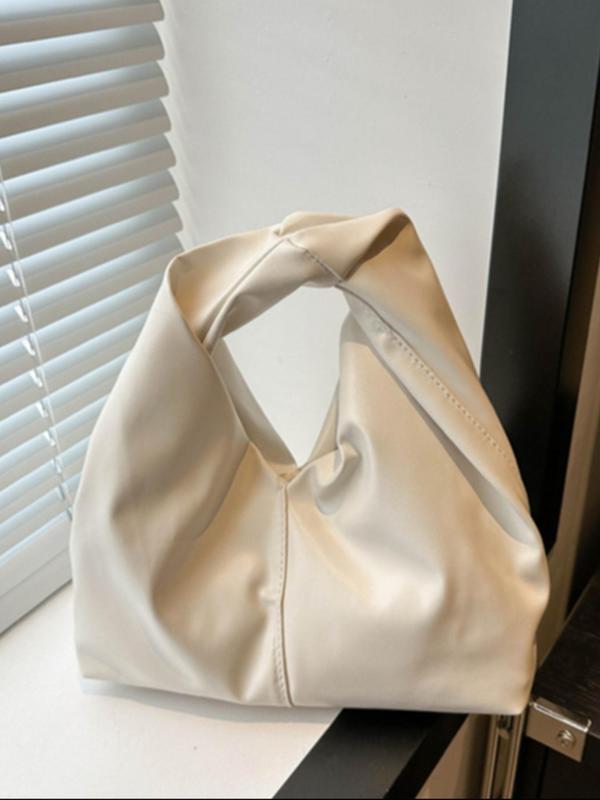 Women's Solid Color Ruched Shoulder Bag, Fashionable PU Leather Handbag, Casual Versatile Handbag for Daily Used 3