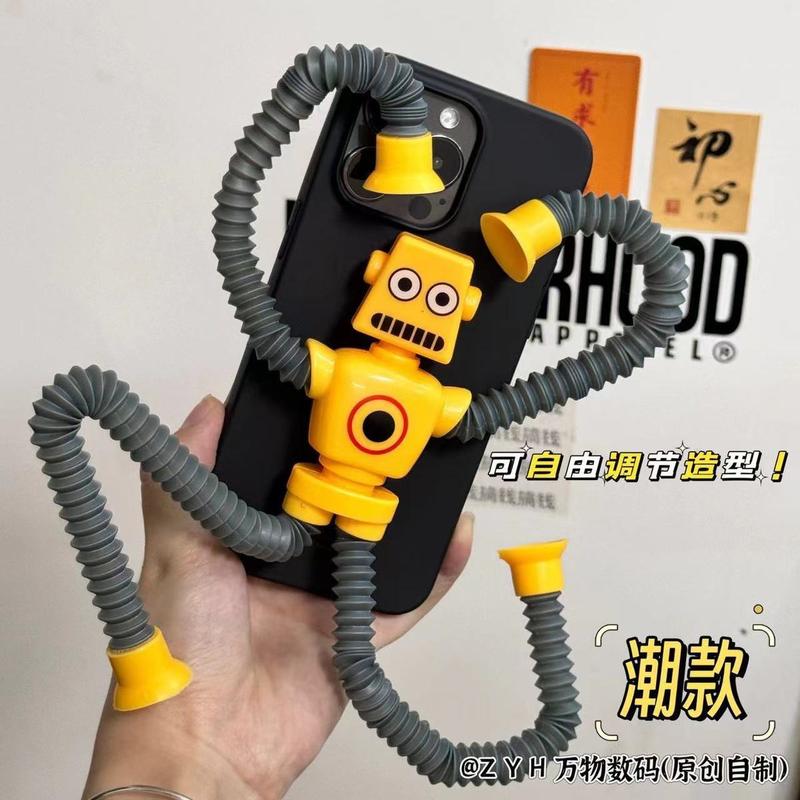 Product Introduction of Fun and Unique Yellow Robot Telescopic Phone Case for Apple 15 14 Huawei Honor VIVO OPPO Xiaomi OnePlus 1