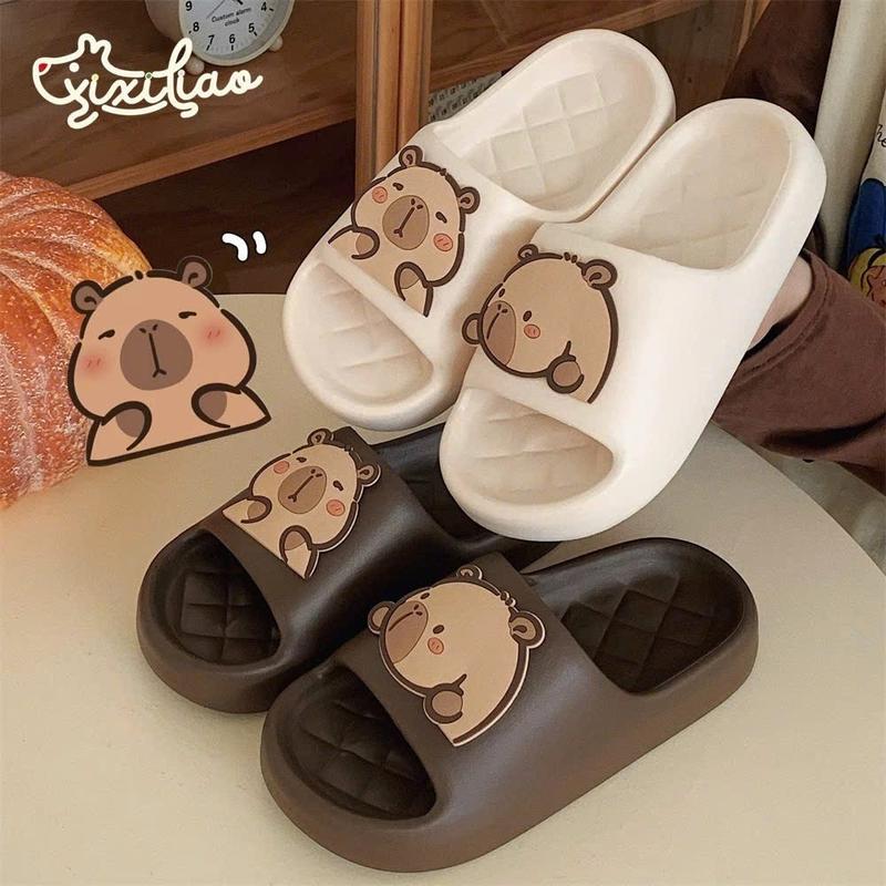 Dép bánh mì EVA đế cao 2cm gắn hình CapyBara, dép quai ngang siêu nhẹ gắn charm Kapi 0