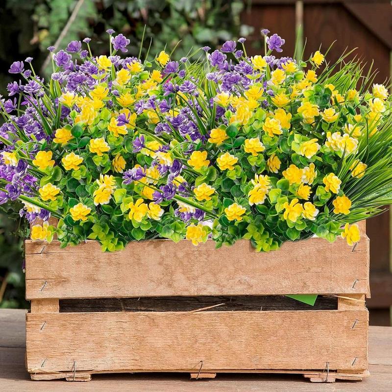 Product Introduction of Artificial Flower, 6 Counts/set Outdoor UV Resistant Plastic Faux Flower, Fake Flower for Home Decor, Holiday Essentials 8